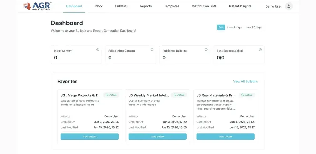 InteliVault bulletin and report generation dashboard with published bulletin stats.